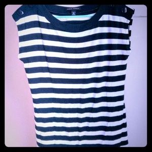 Navy and white short sleeve top